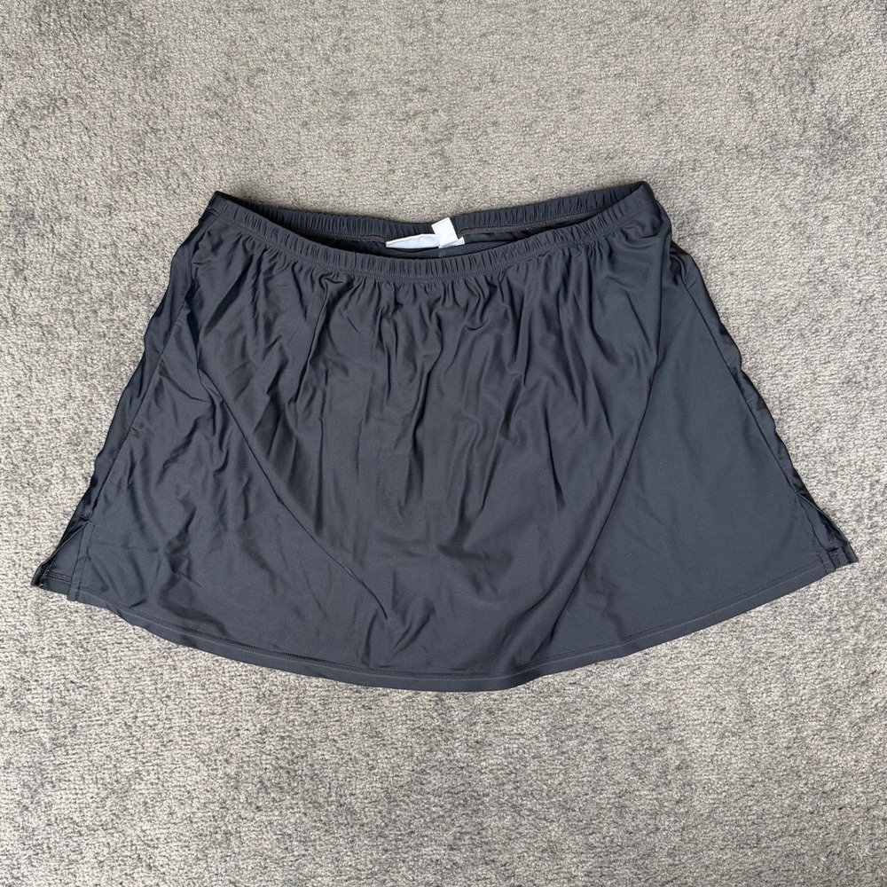 Croft & Barrow Womens 18W Black Swim Skirt Skirtini Bottom Attached Brief Solid